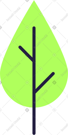 green leaf with black stem and two veins PNG, SVG