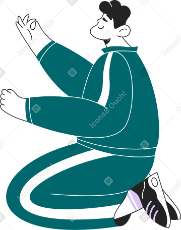 man squatting in tracksuit Illustration in PNG, SVG