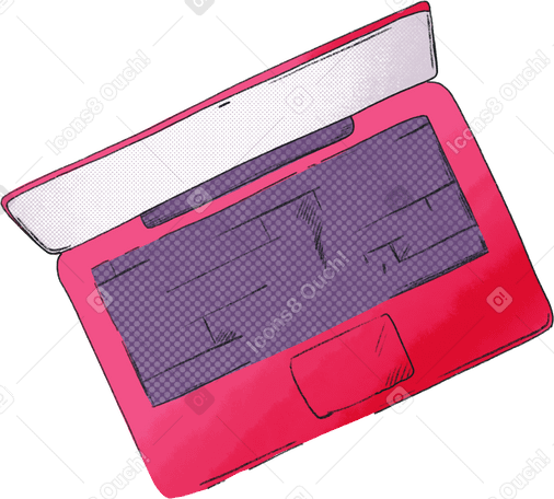 pink laptop in the top view PNG、SVG