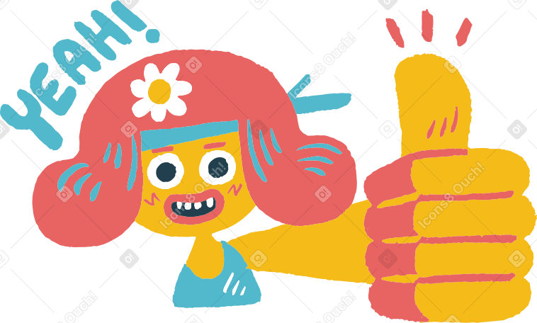 Girl showing thumbs up PNG, SVG