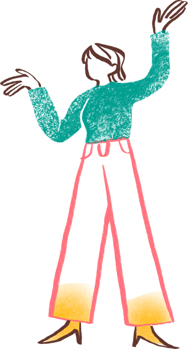 short haired woman standing with herhands up PNG, SVG