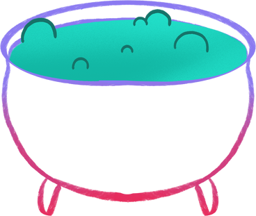 cauldron with brewing potion PNG, SVG