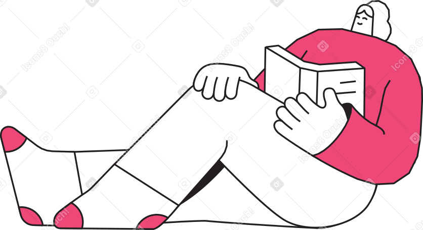 woman reading a book Illustration in PNG, SVG