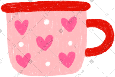 Pink mug with hearts PNG, SVG