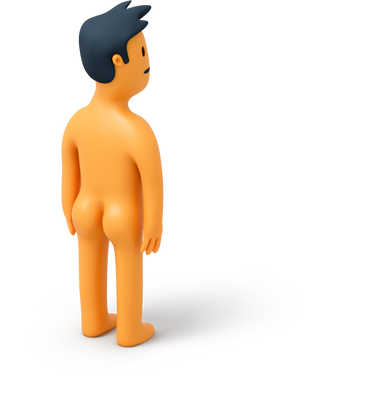 Back view of naked standing man PNG, SVG