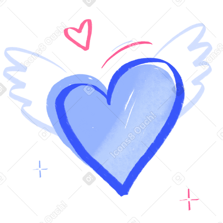 Heart with wings for valentine's day Illustration in PNG, SVG