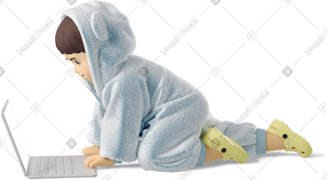 Small child playing with a computer PNG, SVG