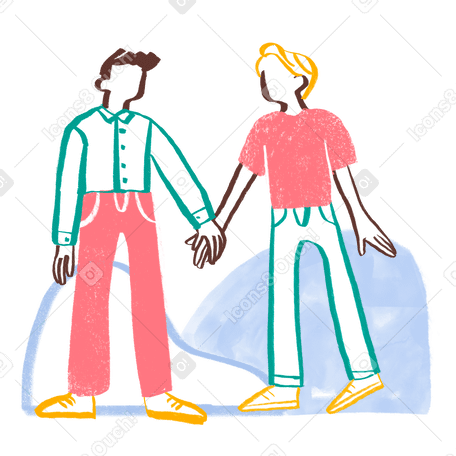 Two men holding hands Illustration in PNG, SVG