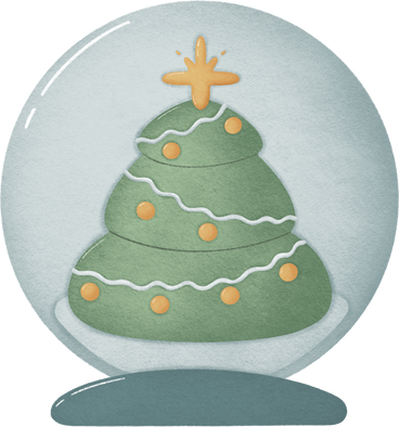 Christmas snow globe with christmas tree PNG, SVG