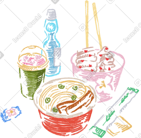 asian street food set PNG, SVG