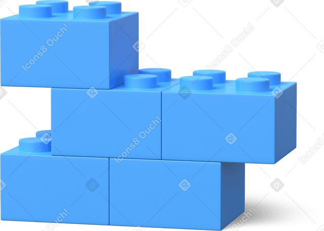 3D blue lego brick wall Illustration in PNG, SVG