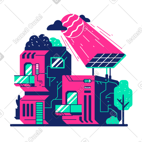 有太阳能电池板的房子 PNG, SVG