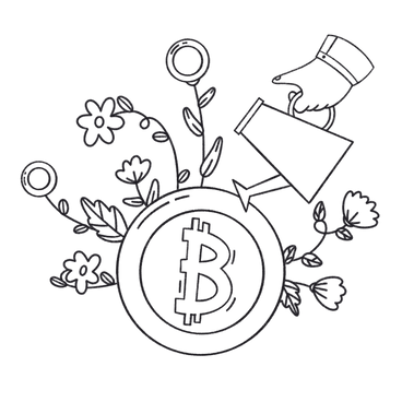 businessman watering tree with bitcoin coins PNG, SVG