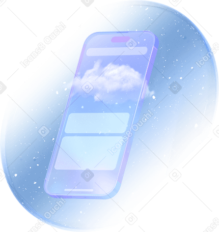3D 带有云的空灵智能手机界面 PNG, SVG