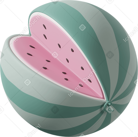 3D cut watermelon Illustration in PNG, SVG