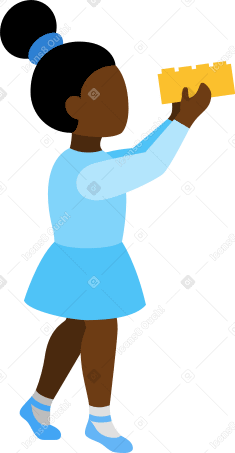 girl with building blocks Illustration in PNG, SVG