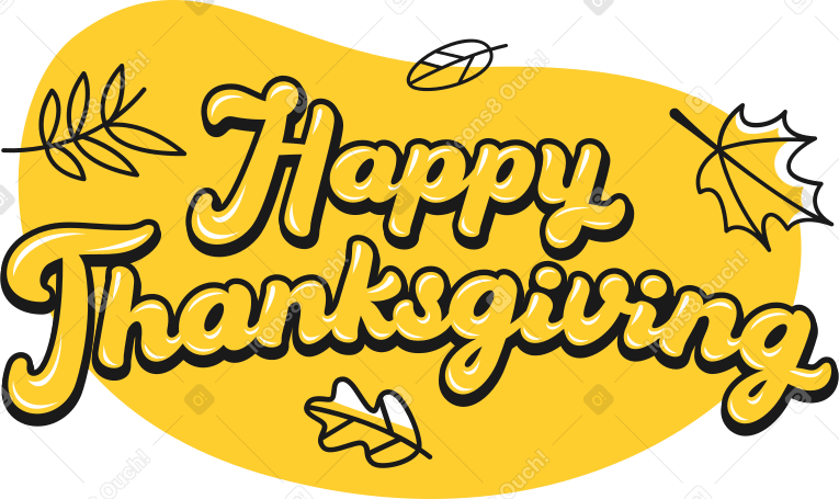 lettering happy thanksgiving with leaves Illustration in PNG, SVG