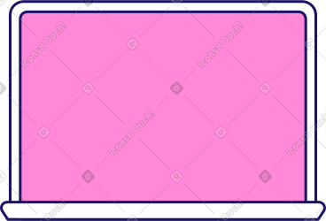 Open white laptop with pink screen PNG, SVG