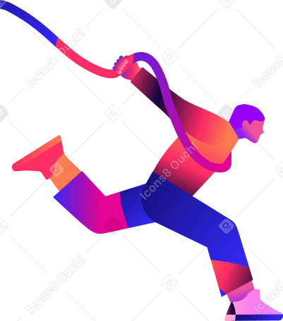 man crossing the finish line with the ribbon on his chest PNG, SVG
