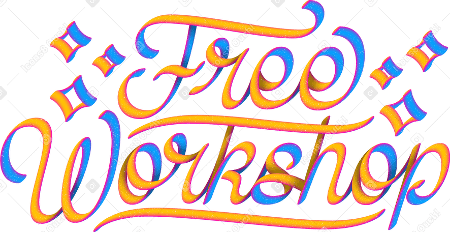 lettering free workshop with gradient d effect Illustration in PNG, SVG