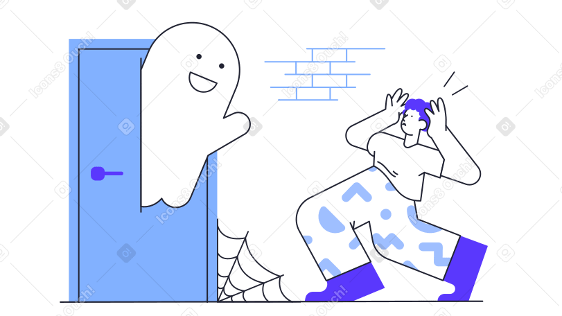 Scared by Halloween ghost Illustration in PNG, SVG