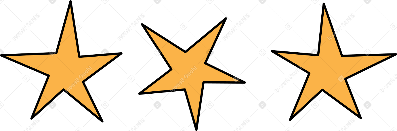 three horizontal yellow stars PNG, SVG