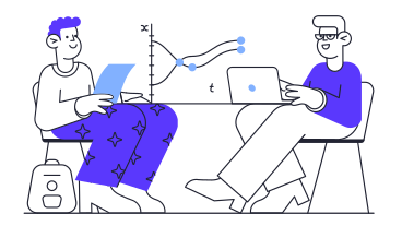 Men working with financial analytics animated illustration in GIF, Lottie (JSON), AE