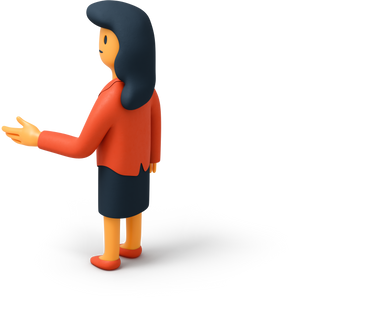Back view of woman holding out her hand and looking left PNG, SVG