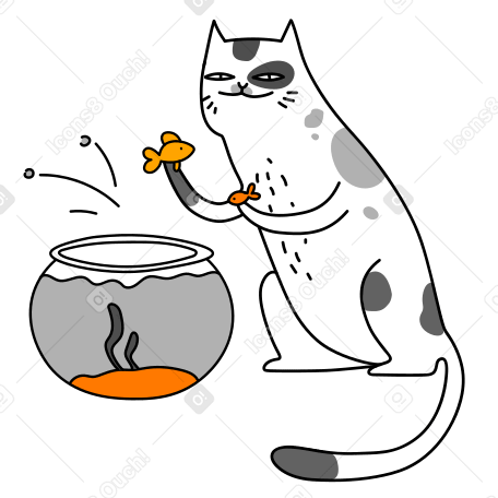 Кошка и рыба в PNG, SVG