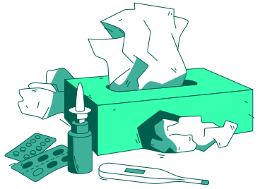 Коробка салфеток и спрея для носа. в PNG, SVG