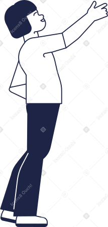 girl points with her hand Illustration in PNG, SVG