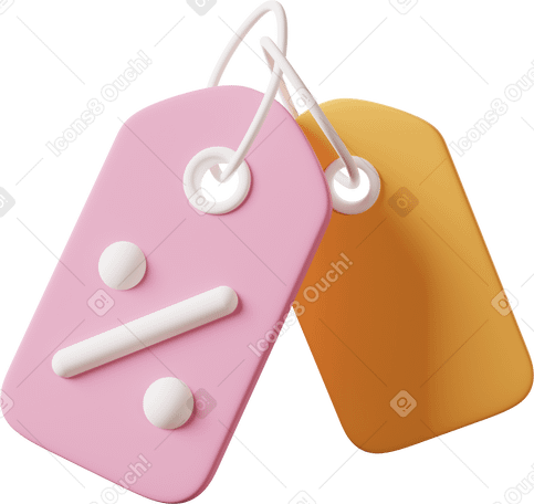 3D Two sale tags Illustration in PNG, SVG