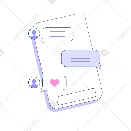 Smartphone with chat messages Illustration in PNG, SVG