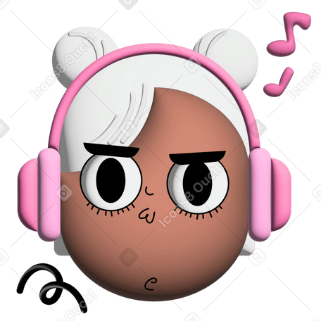 Girl in headphones listening to music PNG, SVG