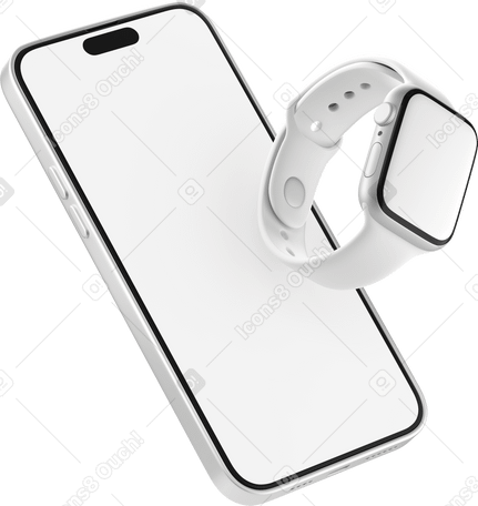 3D phone with smart watch Illustration in PNG, SVG