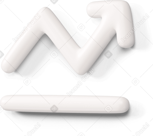 3D White zigzag growth icon turned to the left PNG, SVG
