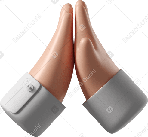 3D White skin hands high-fiving PNG, SVG
