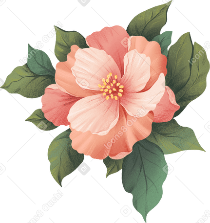 large rosehip flower with green leaves on the edges PNG, SVG