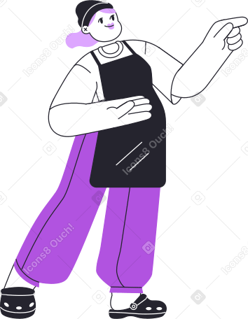 girl in apron standing PNG, SVG