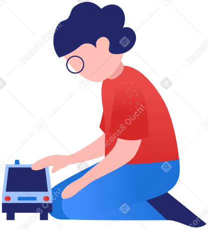 kid with car Illustration in PNG, SVG