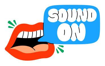 lettering sticker sound on with mouth text PNG, SVG