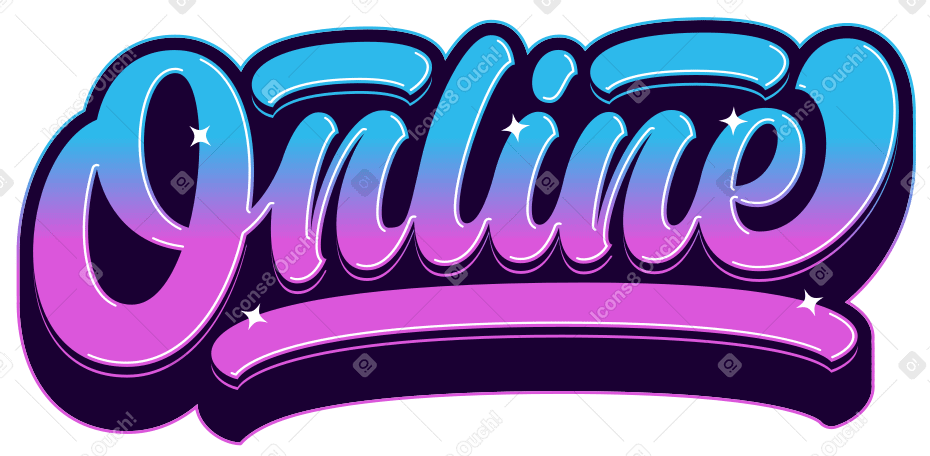 lettering online with shadow and gradient text PNG, SVG
