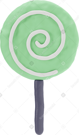 3D Light green lollipop PNG, SVG