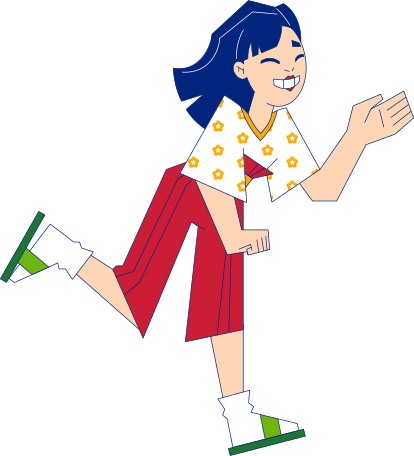 happy girl running or riding Illustration in PNG, SVG