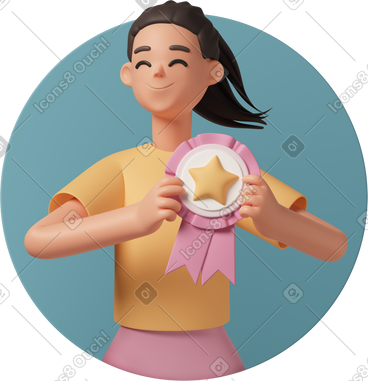 女优胜者手捧奖牌 PNG, SVG