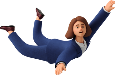 flying businesswoman in blue suit PNG、SVG