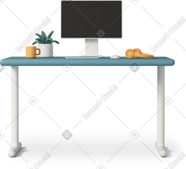 Computer desk with monitor PNG, SVG