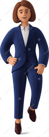 3D sitting businesswoman in blue suit PNG、SVG