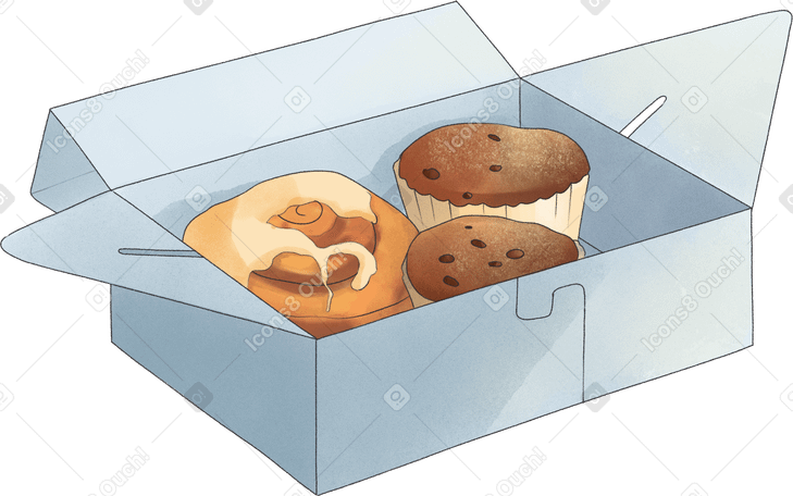 box with buns Illustration in PNG, SVG