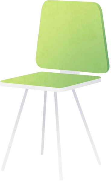 gray chair with green seat PNG, SVG